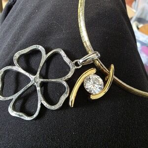 Lia Sophia Deb Collar Necklace  Bundle Set Reversible Gold/silver